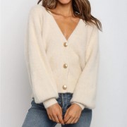 Women Sweater Cardigan Elegant Long Sleeve Mohair Casual Single-Breasted Short Soft Autumn Winter Knitted Coat Jumper Pull Femme