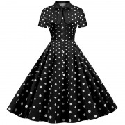 Women Summer Dress Black Polka Dot Print Short Sleeve Striped Bow Elegant Vintage Pin Up 50s Party Dress Vestidos