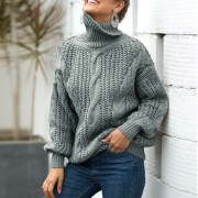 Autumn Winter Women Oversized Sweater Loose Turtleneck Elegant Knitted Warm Pullovers Fashion Solid Tops Knitwear Jumper